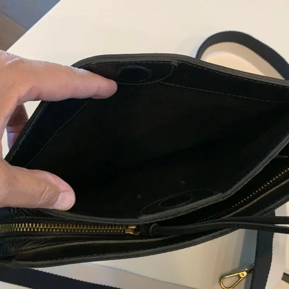Madewell Black Leather Cossebody Bag with Striped Strap & Solid strap NWOT - Picture 3 of 15